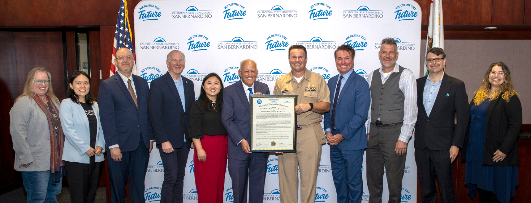The Education Partnership Agreement will link CSUSB’s School of Entrepreneurship and the Inland Empire Center for Entrepreneurship with the Navy, creating more opportunities for students and faculty to engage in applied research and help drive the region’s economic growth.