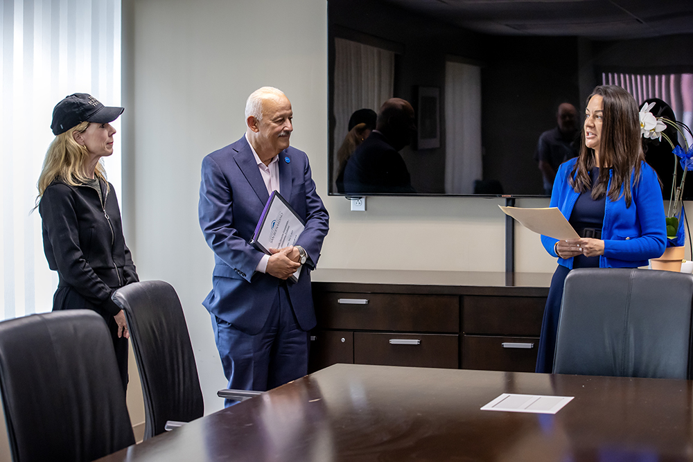 Kelly Campbell, vice provost for Academic Programs and university co-chief diversity officer, congratulated Fraser for earning CSUSB’s top faculty honor.