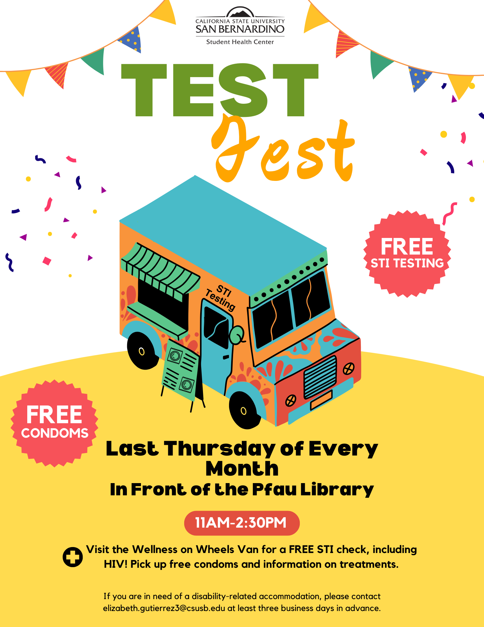 Test Fest flyer, free sti testing, free condoms