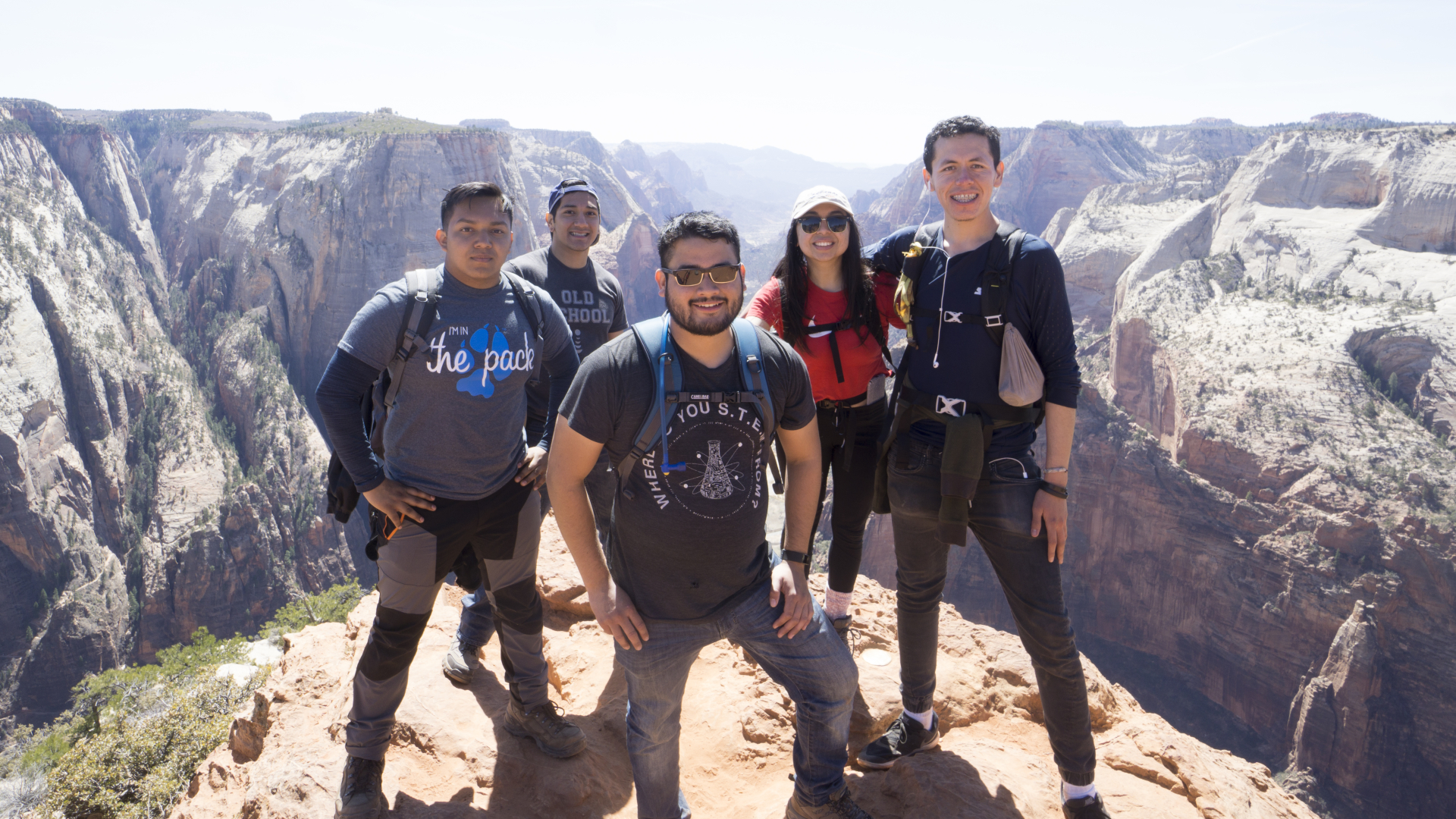 5 student on Angles Landing