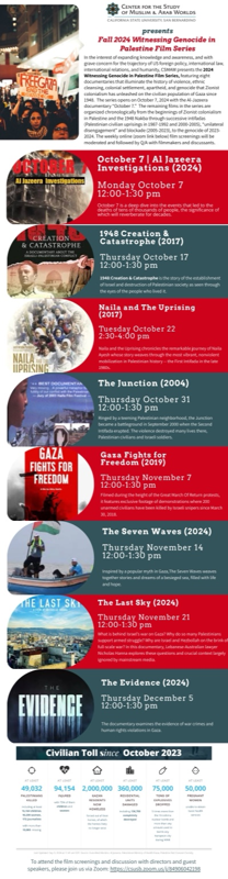 Fall 2024 Witnessing Genocide to Palestine Film Series