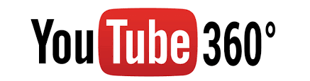 **Alt Text:** Logo for *YouTube 360°*, featuring the familiar red play button with white “Tube” text inside it. The black “You” and “360°” text surround the logo, representing YouTube’s immersive 360-degree video platform that allows viewers to explore videos in all directions.