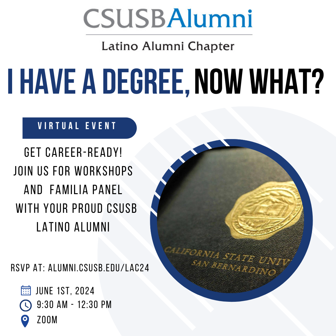 I Have a Degree, Now What? flyer. details below
