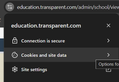 On the left side it has a drop down that shows where "Cookies and Site Data" is located.