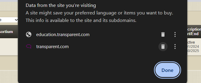 This show the trash can button for transparent language.
