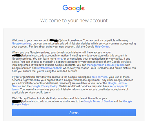 Welcome to your new account