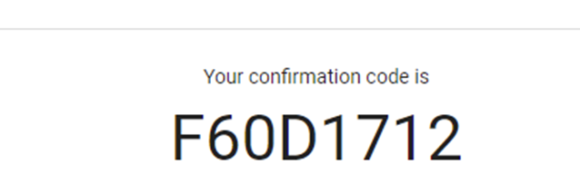 Confirmation code