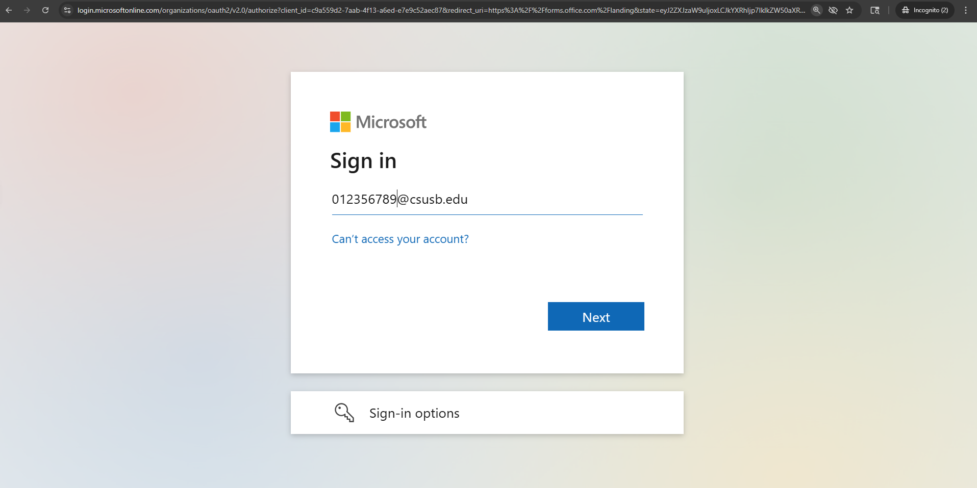 Speechify Microsoft Sign in form