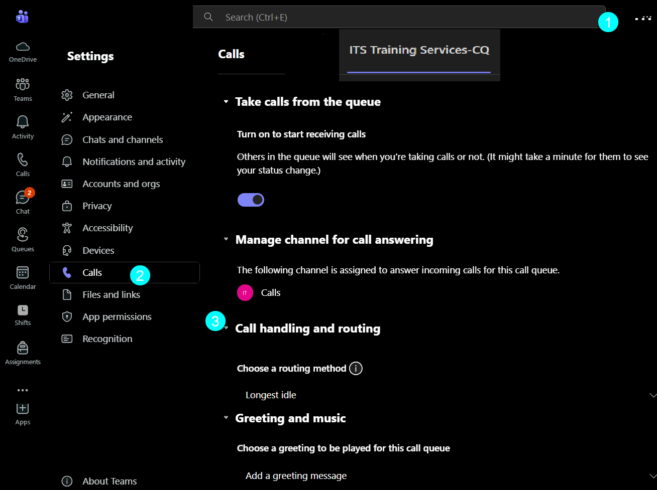 screenshot of routing rules