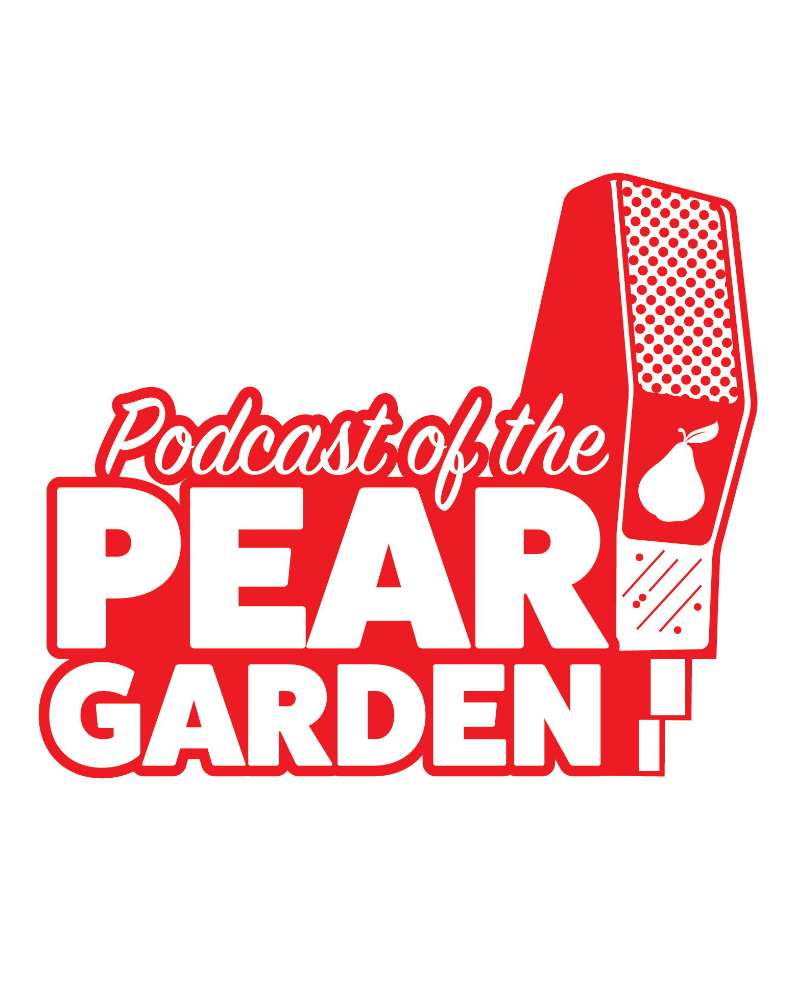 The Podcast of the Pear Garden logo featuring an illustrated microphone and pear.
