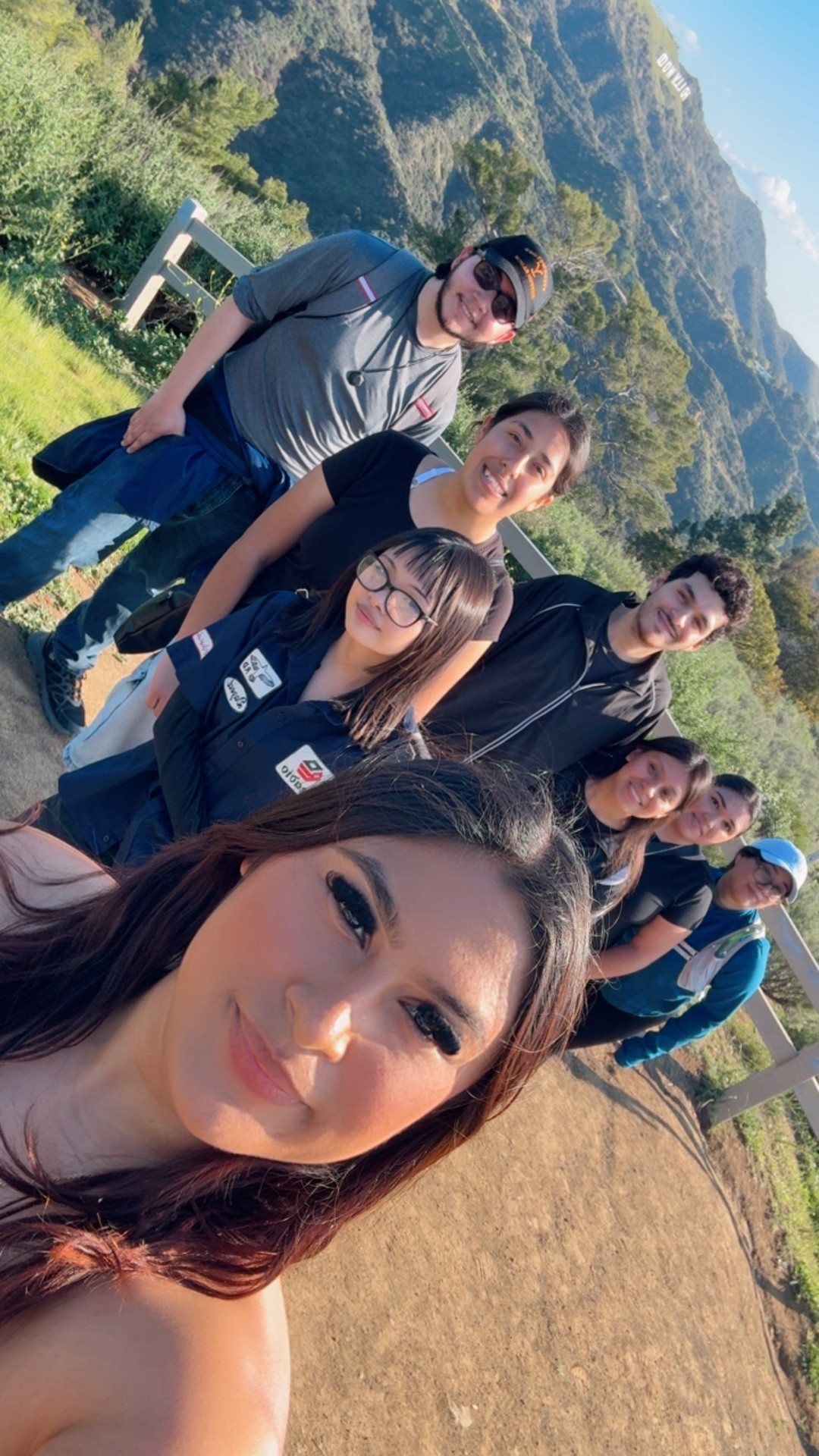 group selfie on trail