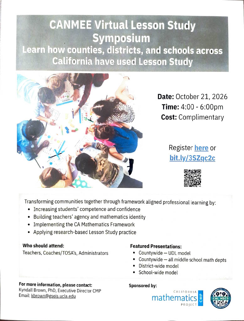 CANMEE Virtual Lesson Study Flyer with Registration QR Code