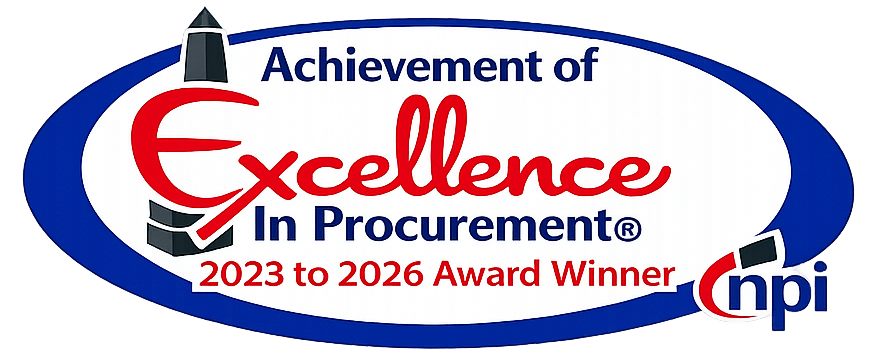 Image: Logo of the Achievement of Excellence in Procurement, 2023 through 2026 Award Winner, sponsored by NPI, or the National Procurement Institute