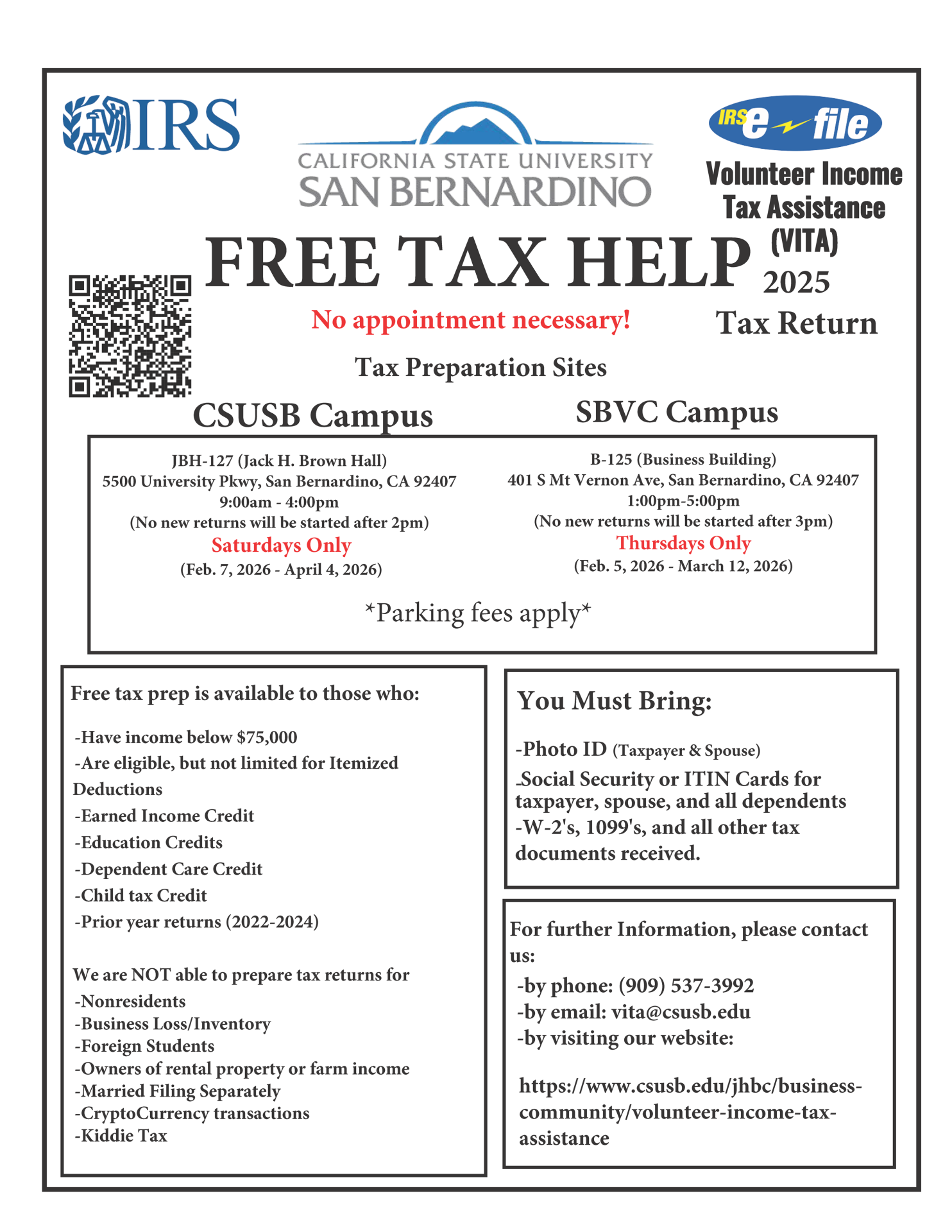 FREE TAX HELP (VITA) IRS, 2026