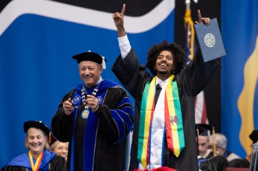 President Morales during a graduation