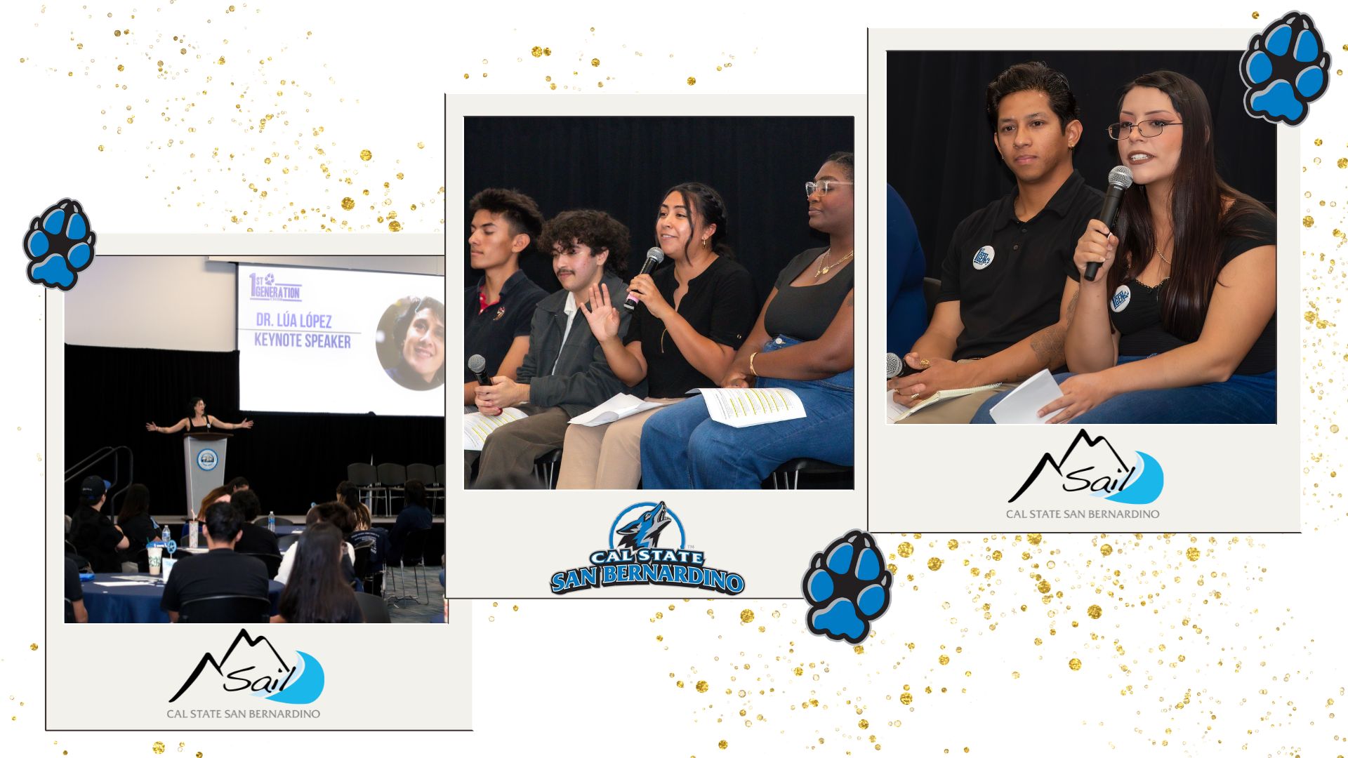 Student panel members and keynote speaker at CSUSB's National First Generation Celebration.