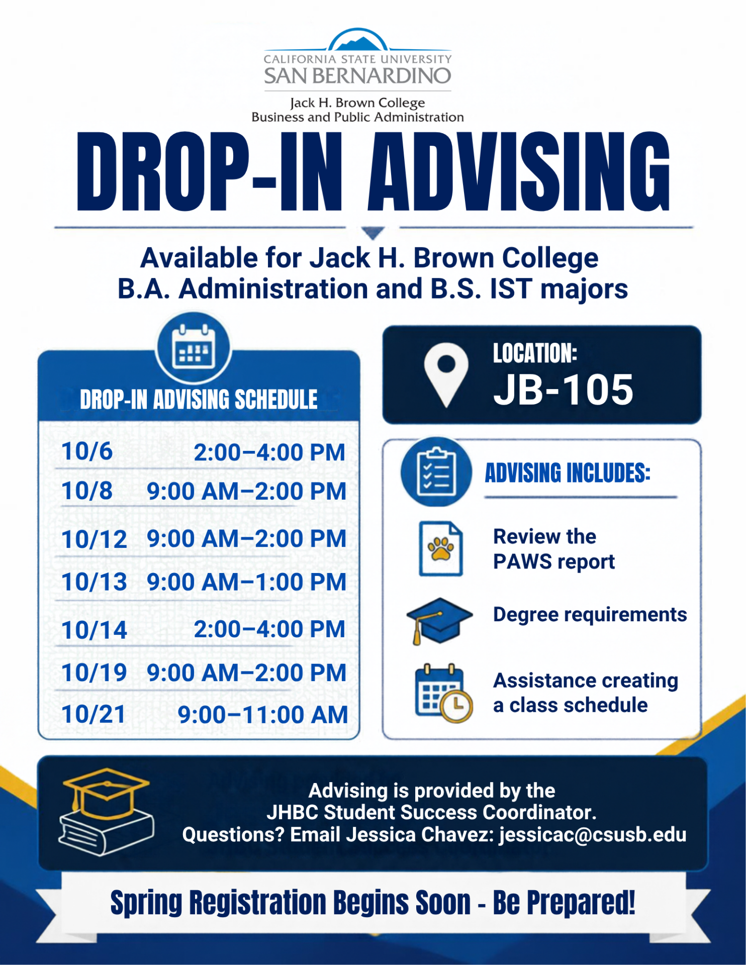 Drop In Advising - JHBC