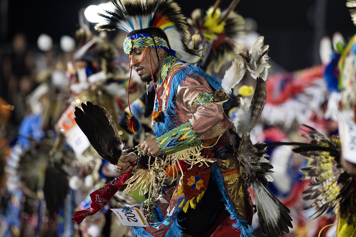 A Native American dancer at the 2026 San Manuel Pow Wow.