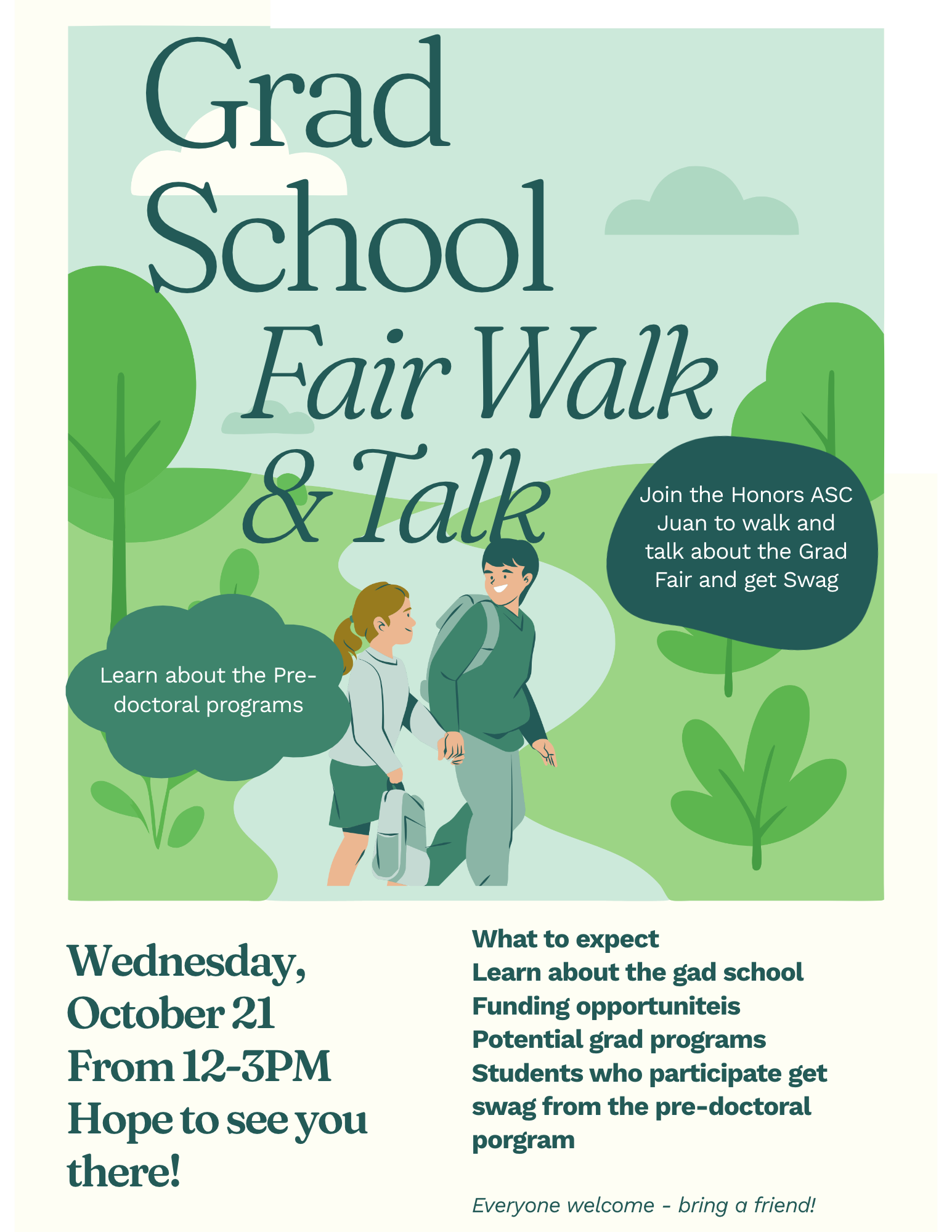 Flyer for Grad School Fair Walk and Talk