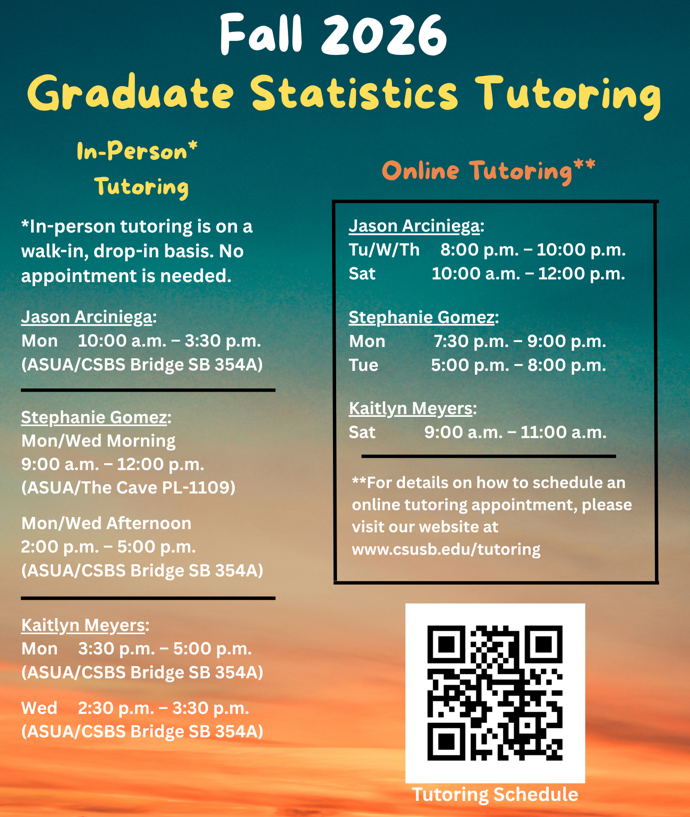 Fall 2026 Graduate Statistics Tutoring