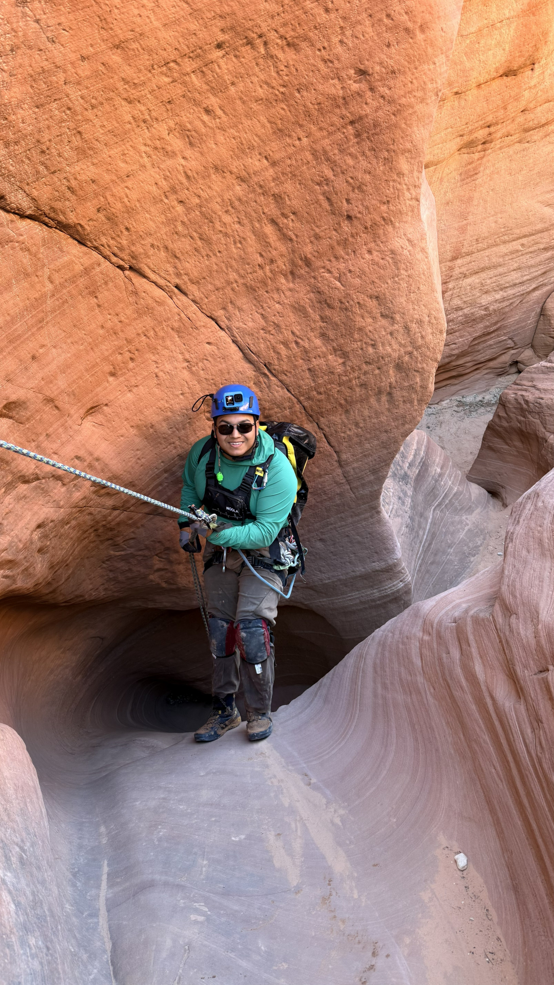 rappeling in slot canyon