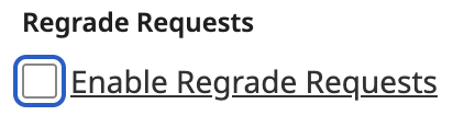 Regrade requests option in course settings