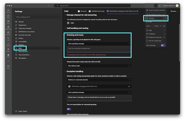 Greeting on main line