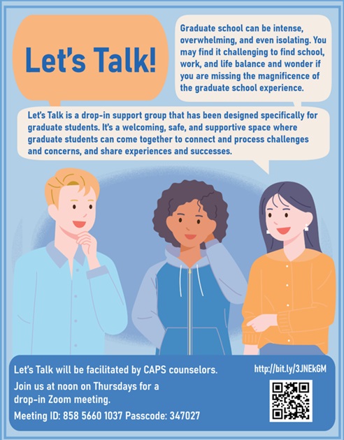 Images of three people engaging in a conversation. Image includes QR code link to session.