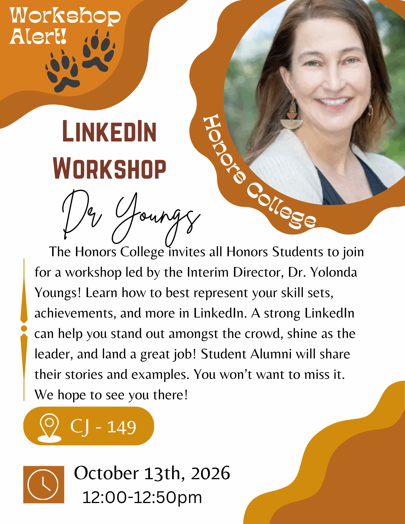 Flyer for LinkedIn Workshop with Dr. Yolonda Youngs