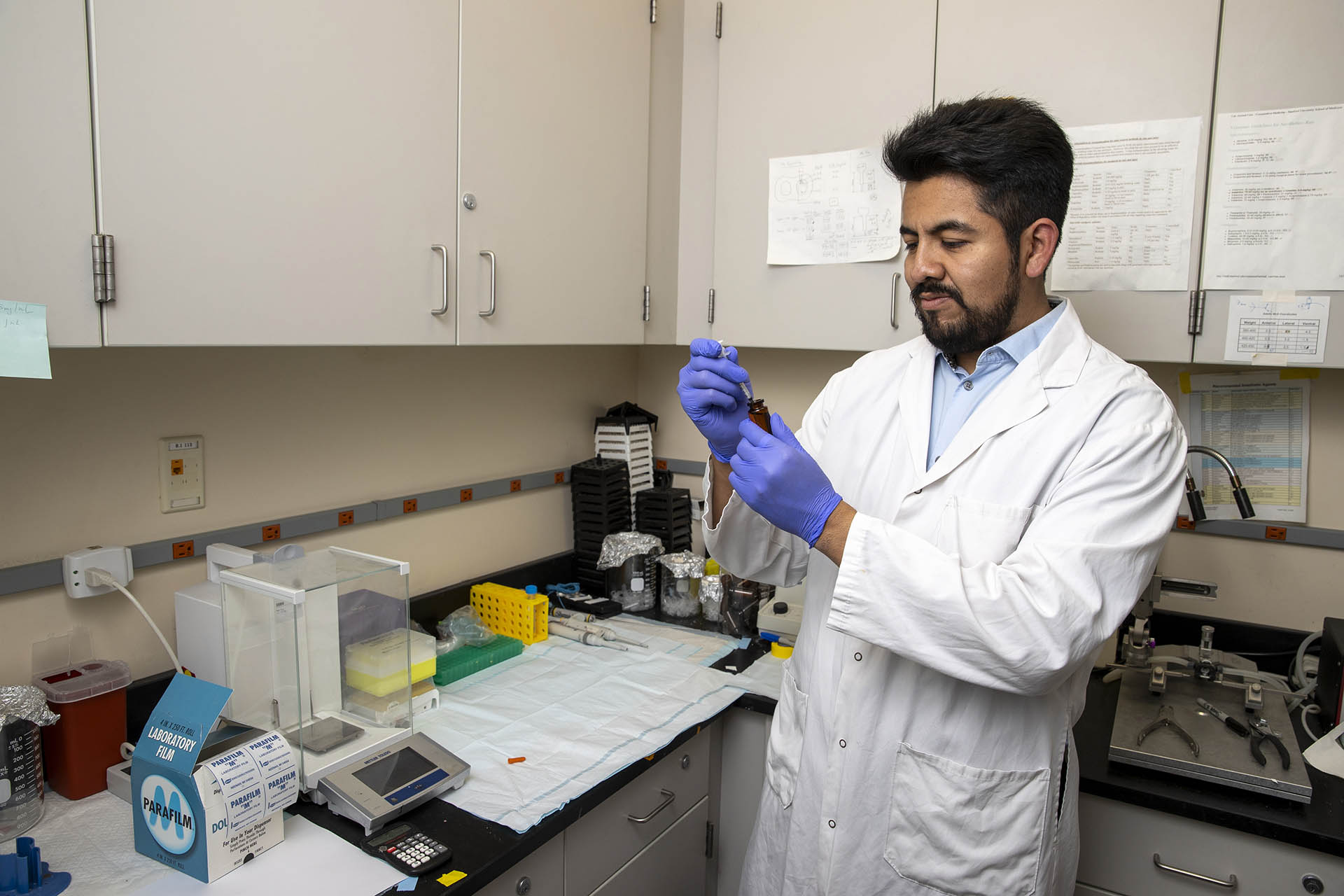 Luis Gonzales in a psychology lab at CSUSB.