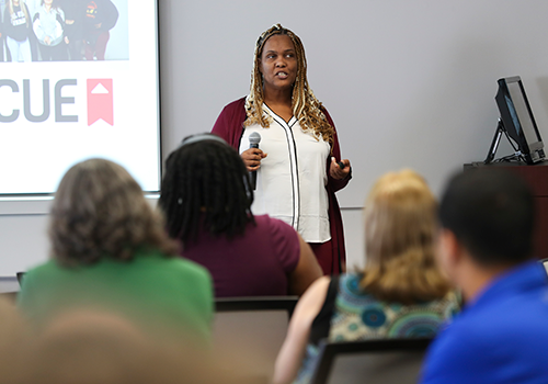 Picture of Krystal Rawls giving a lecture