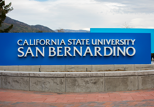 Picture of a construction labeled California State University, San Bernardino