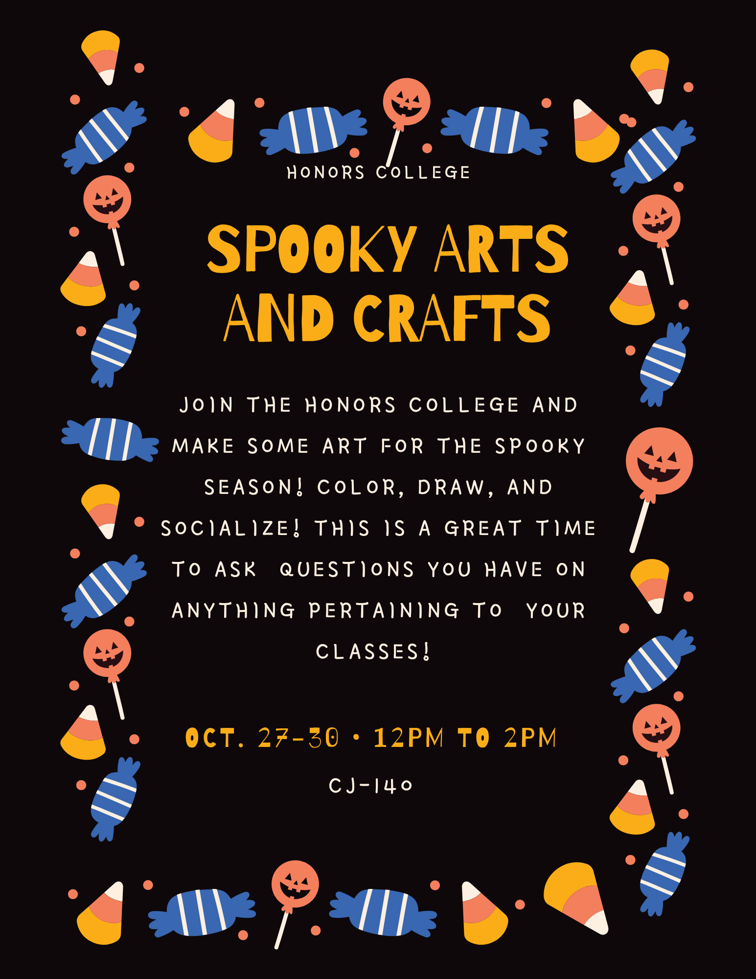 Honors College for Spooky Arts & Crafts flyer