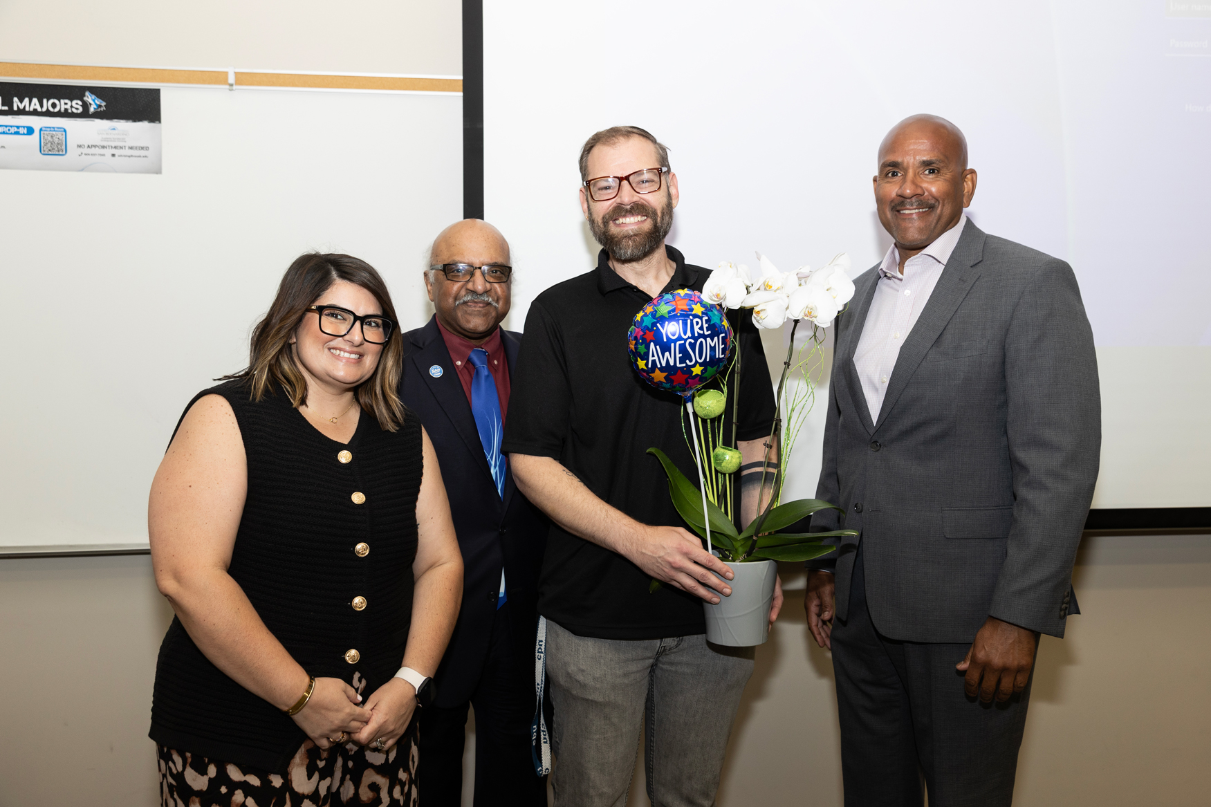 From left, Nicole Dabbs, Sastry Pantula, Bodell and Rafik Mohamed. 
