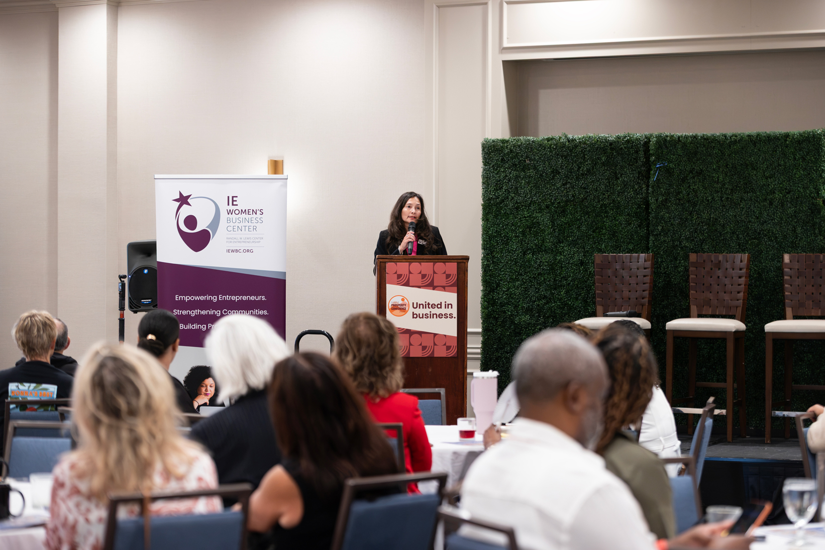 Jackie Scott, director of the Inland Empire Women’s Business Center, welcomed attendees to the Inland Prosperity Conference and spoke about the “Impact of the IE and the California WBC Network.”