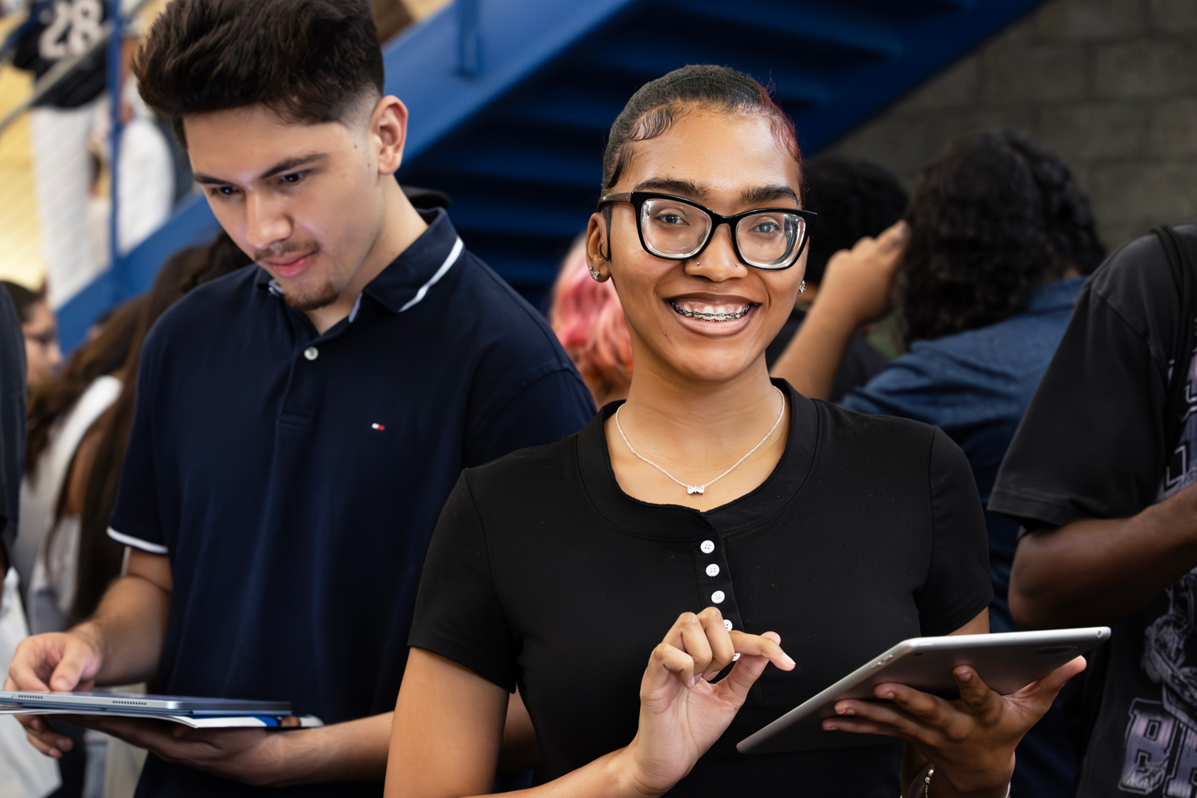 A CSUSB student applies for an on-campus job.