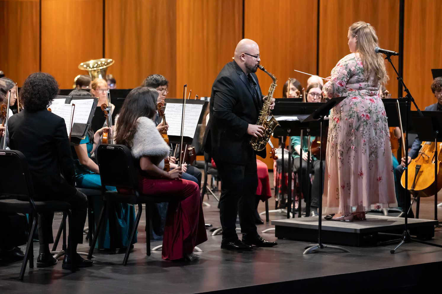 Edgar Melendez, CSUSB alumnus and professor of saxophone and director of the university's saxophone ensemble, was featured on alto saxophone in Bill Holcombe's “Saxanova.”