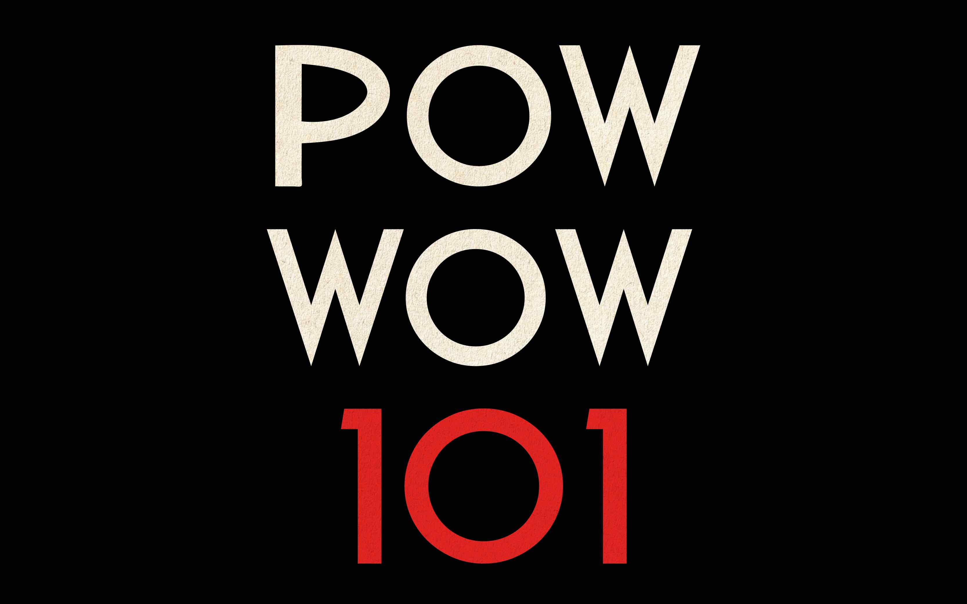 Graphic with a Black Background and the title "POW WOW 101"