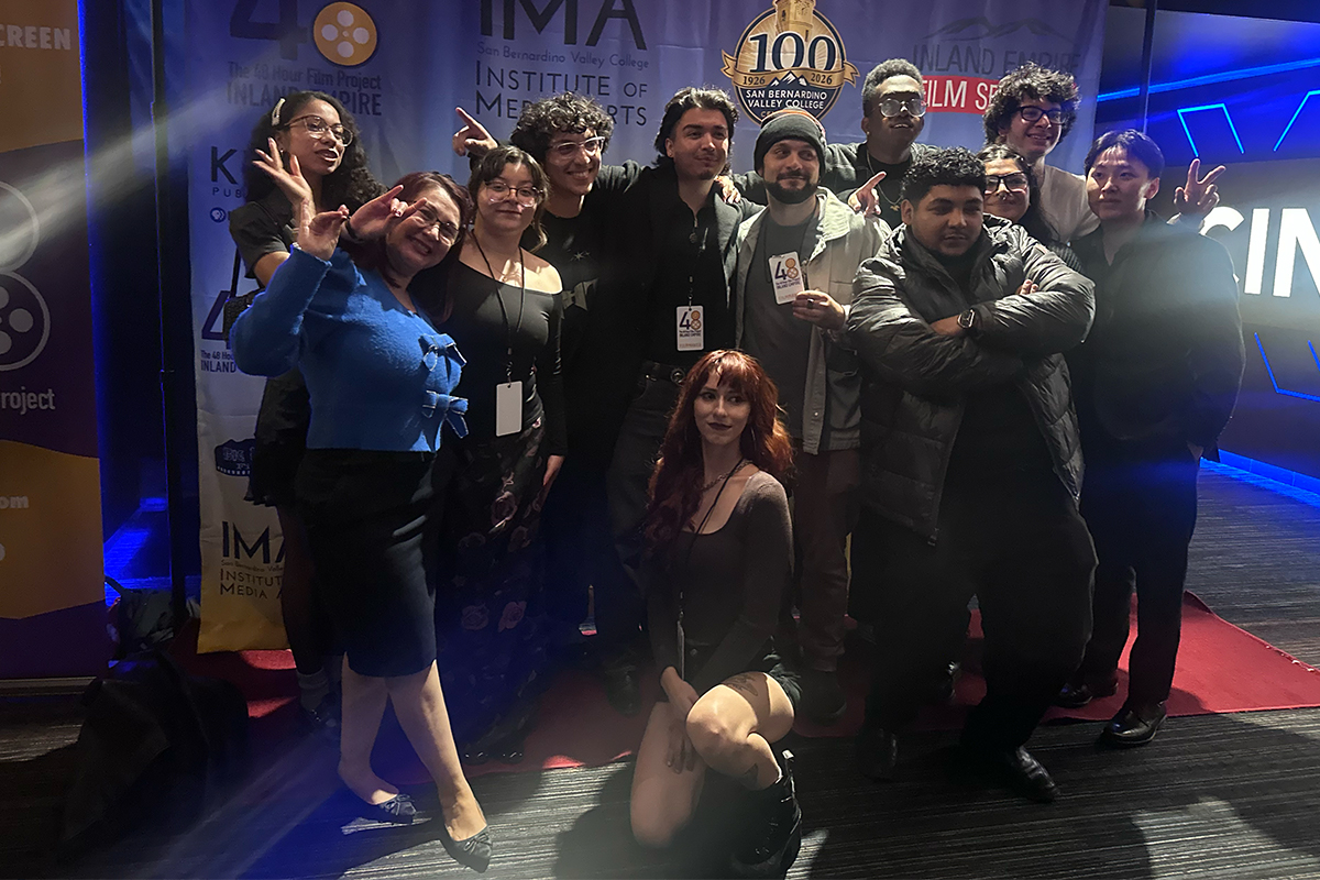 Members of the Yotie Film Club pose at the 48 Hour Film Project Festival, at which Richard Arellano, film club president, won for sound design on the short film “TAKEOUT.” 