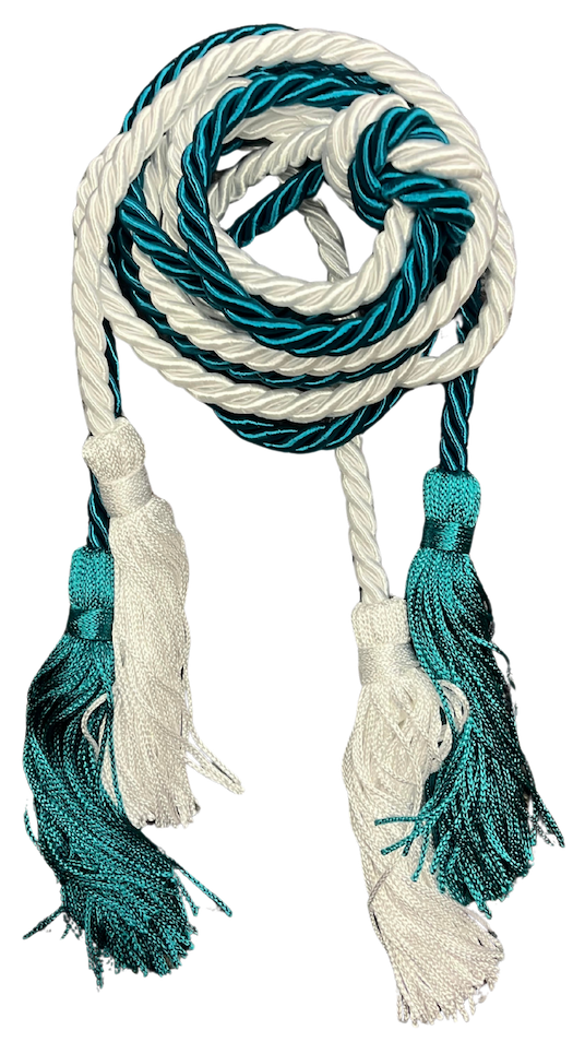 Teal and White Graduation Cords