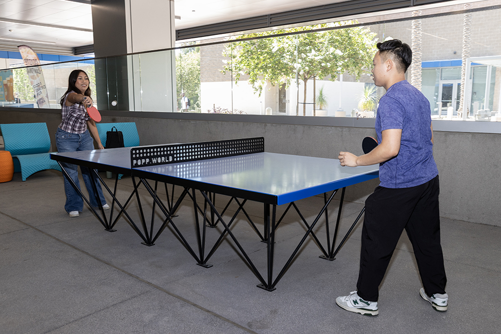 Students enjoy some ping pong at the SMSU North on the first day of fall classes.&nbsp;