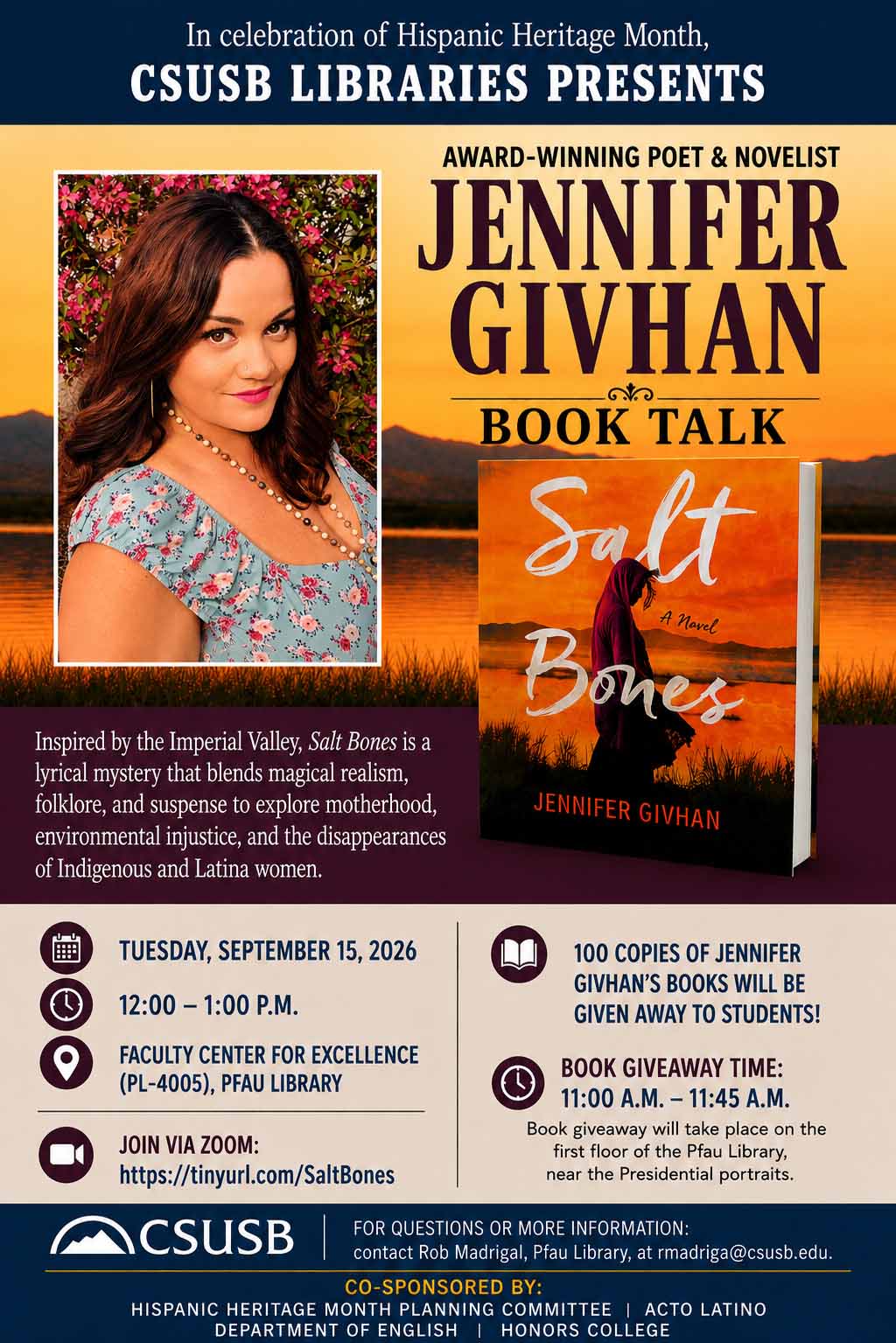 Jennifer Givhan event flyer for Sept 15 presentation