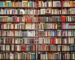 A wall of books at a library
