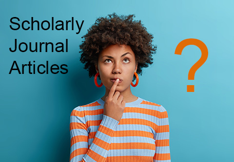 Scholarly Journal Articles?  A young Black woman looking thoughtful.