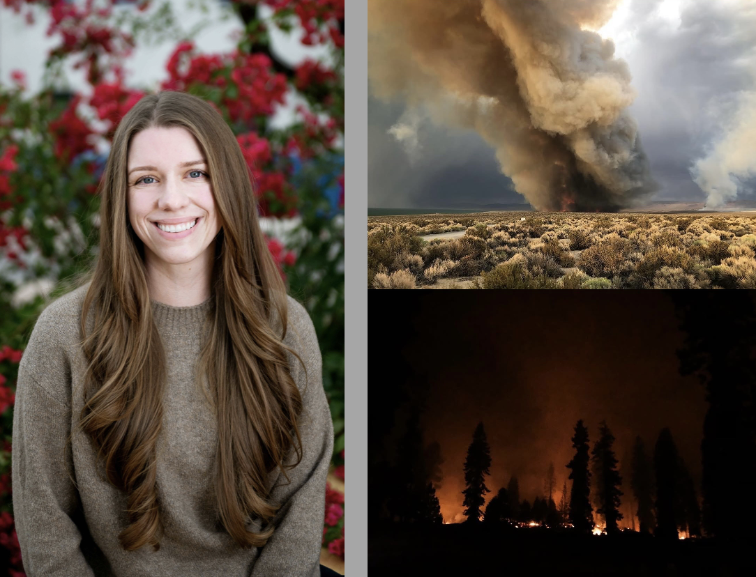 Ms. Mook, and images of two fires she responded to as a wildland firefighter in the summer of 2020.