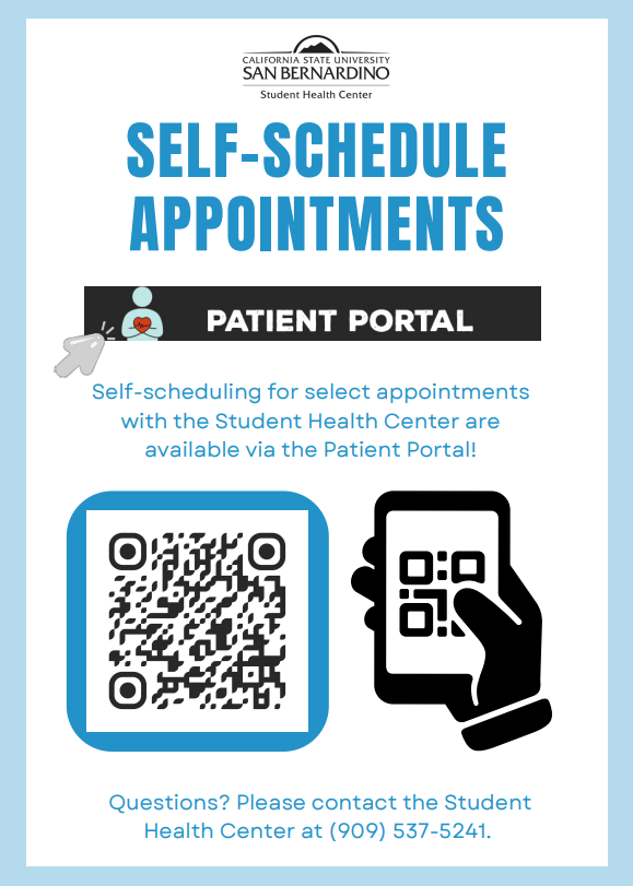 Self-Scheduling for select appointments with the Student Health Center are available via the Patient Portal!