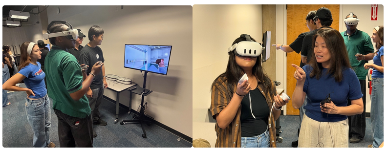 Students use virtual reality headsets