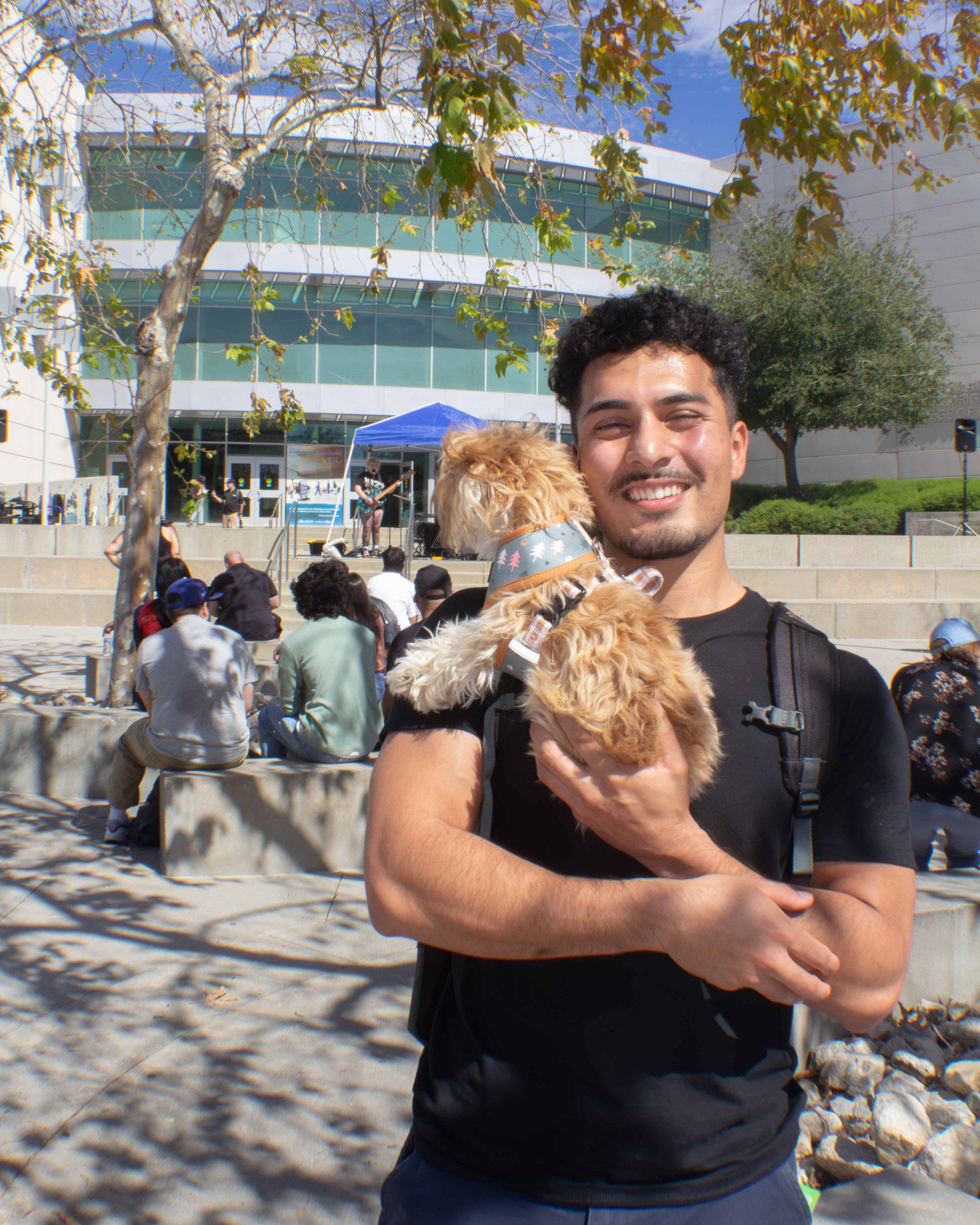 student with dog