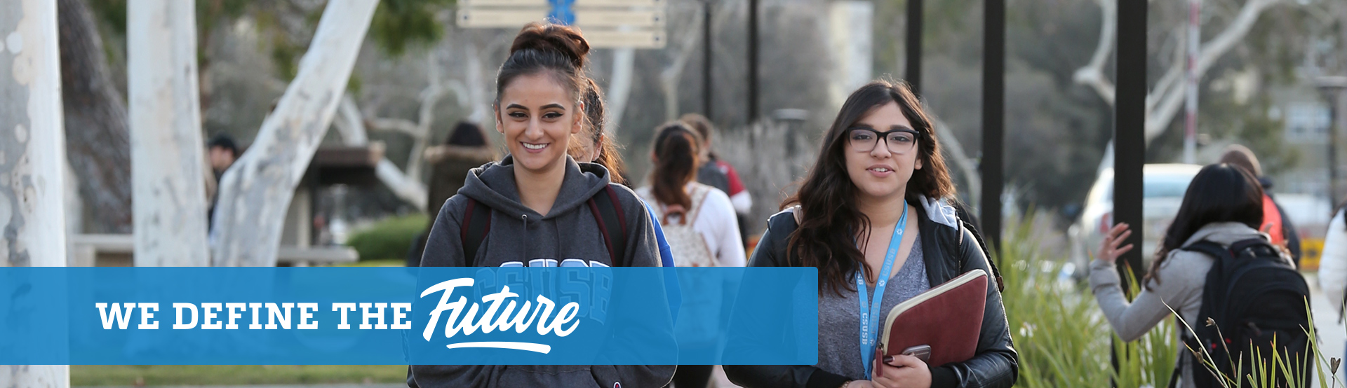 Banner with text "we define the future"