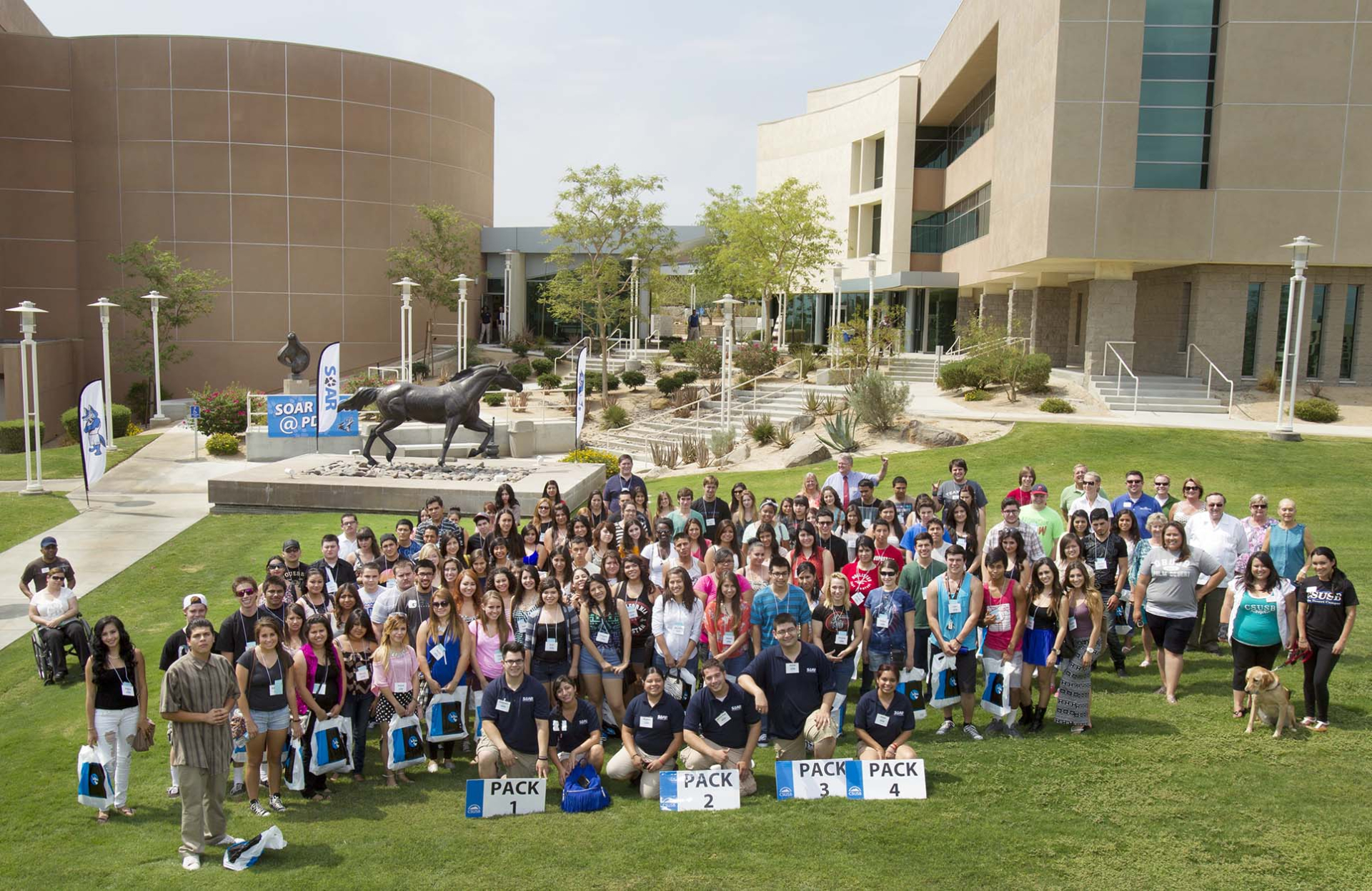 A freshman orientation at the CSUSB Palm Desert Campus. In the fall of 2013, the Palm Desert Campus welcomed its first freshman class.